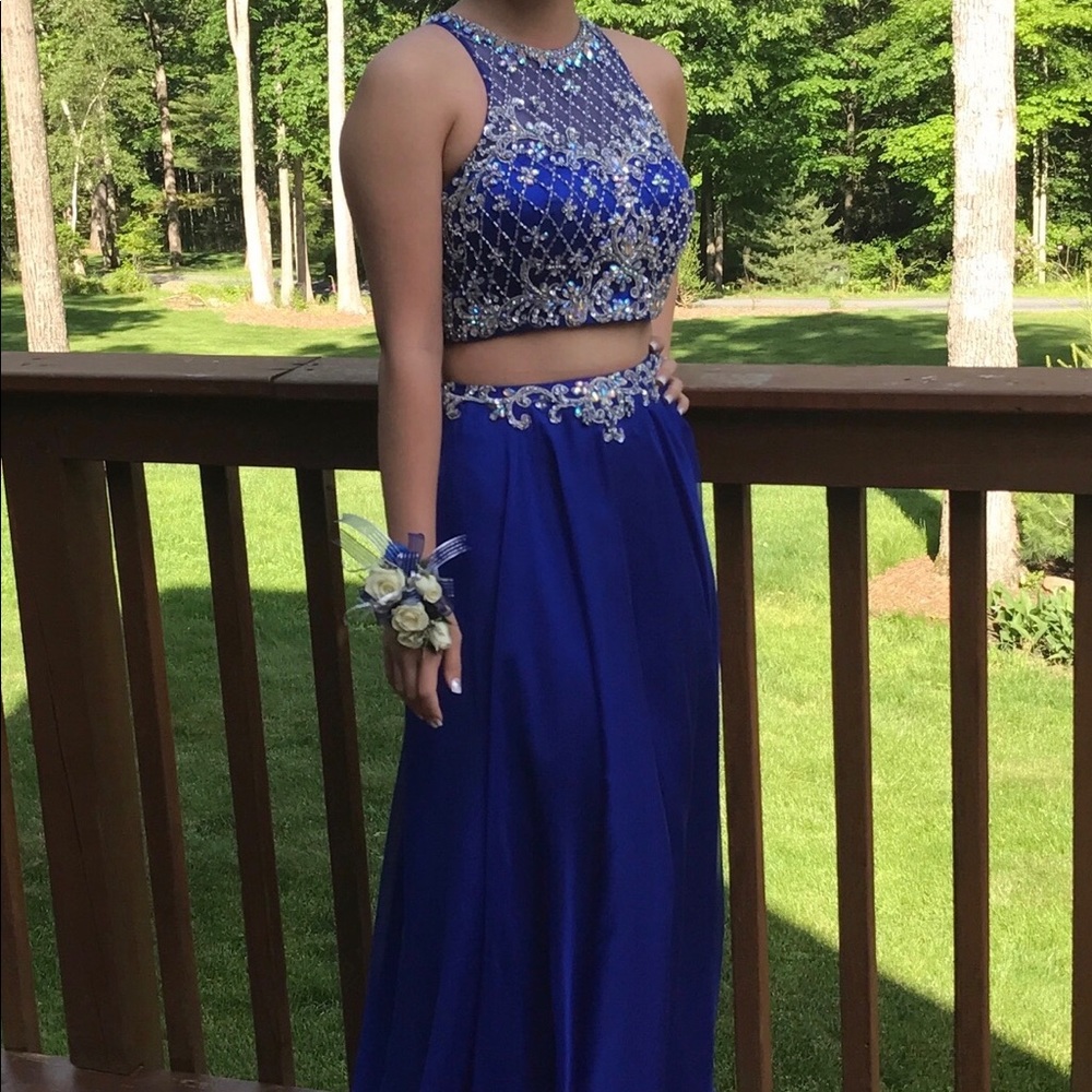 Camille La Vie Royal Blue Two Piece Prom Gown